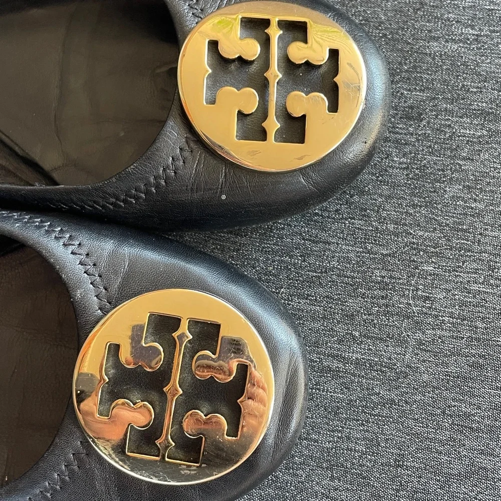 Tory Burch Caroline black leather ballerina flats US 7